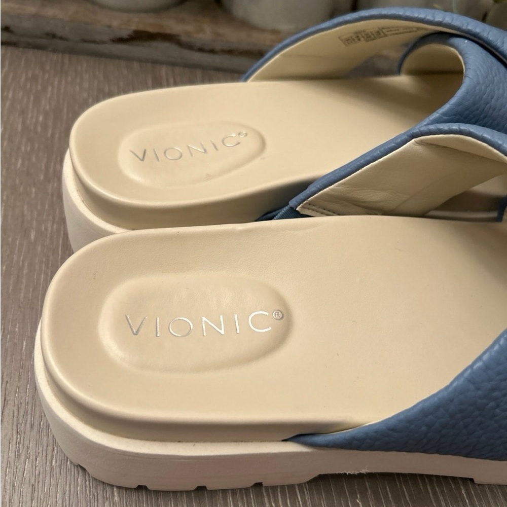 Vionic Vestal Blue Crisscross Platform Slide Sandals - Picture 3 of 4